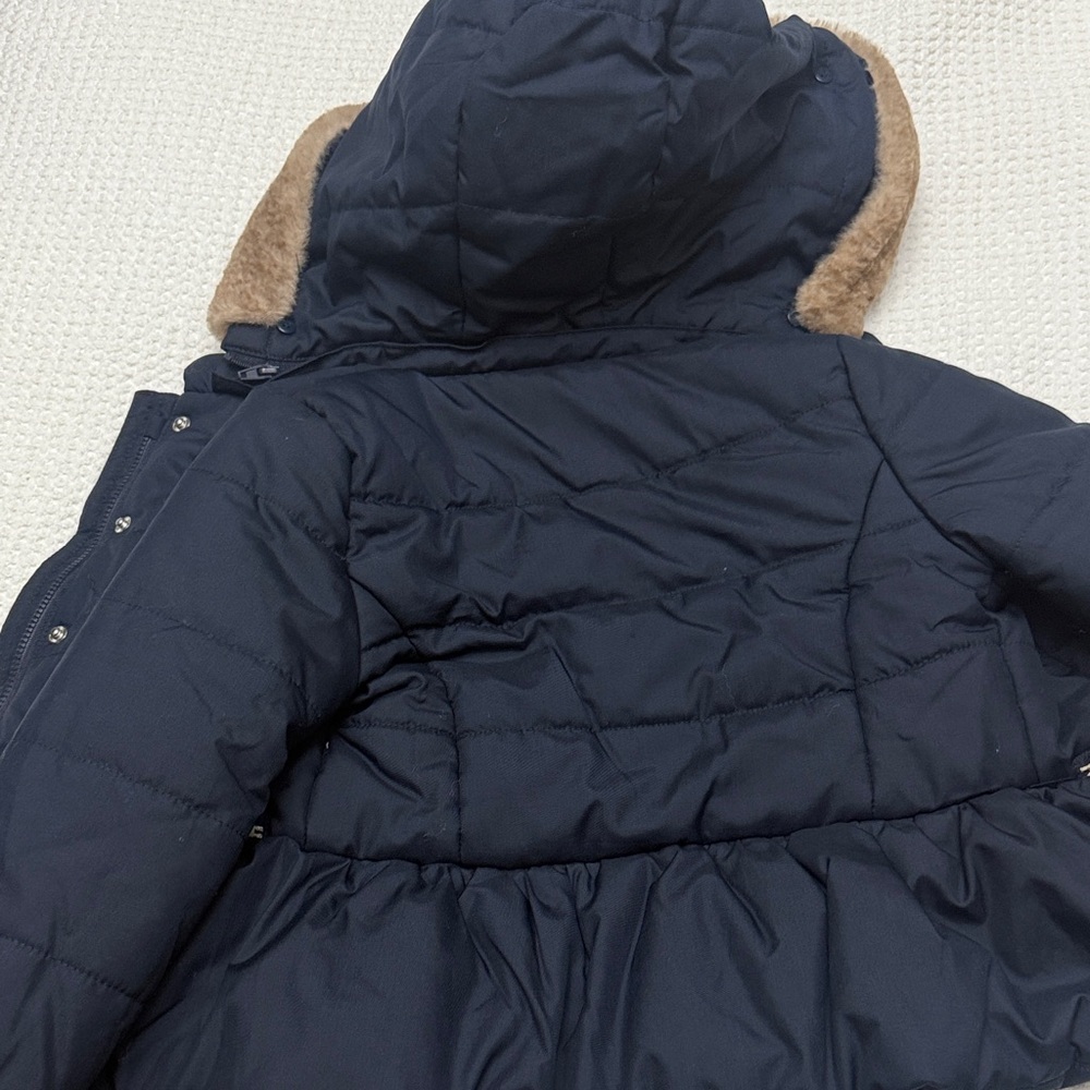 Mayoral Dark Blue Puffer Jacket with Brown Trim - Picture 5 of 5